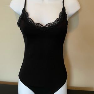 Forever 21 black bodysuit tank with lace detail - size small